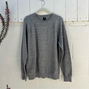 J. Crew Gray Crewneck Sweater with Ribbed Trim